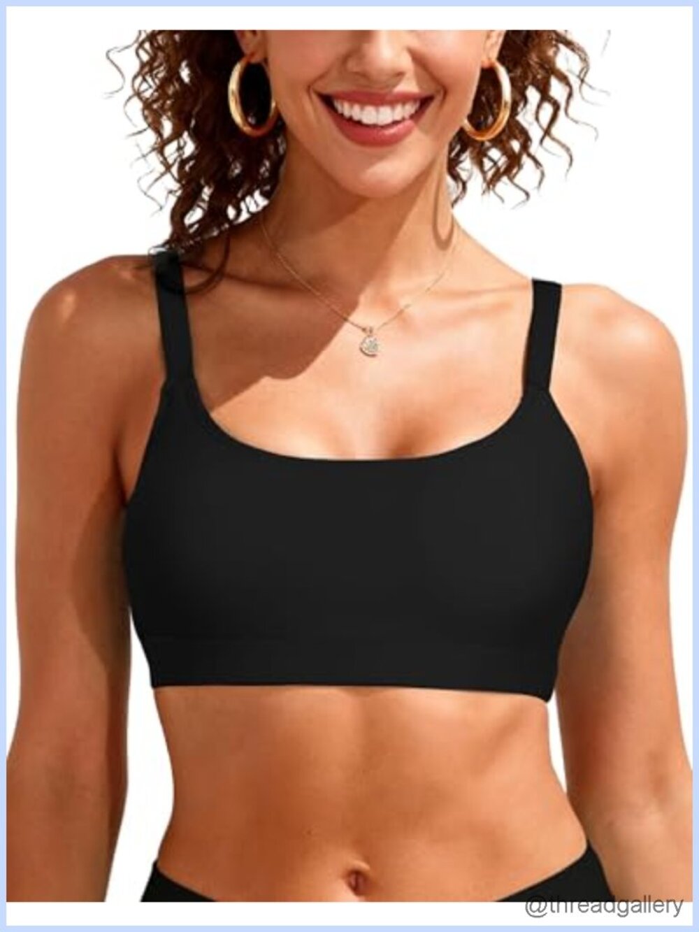 Wirefree Swim Bra Top with Adjustable Straps Removable Cups Athletic Bikini